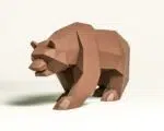 Papercraft bruine beer in 3D-origami, 3D-model
