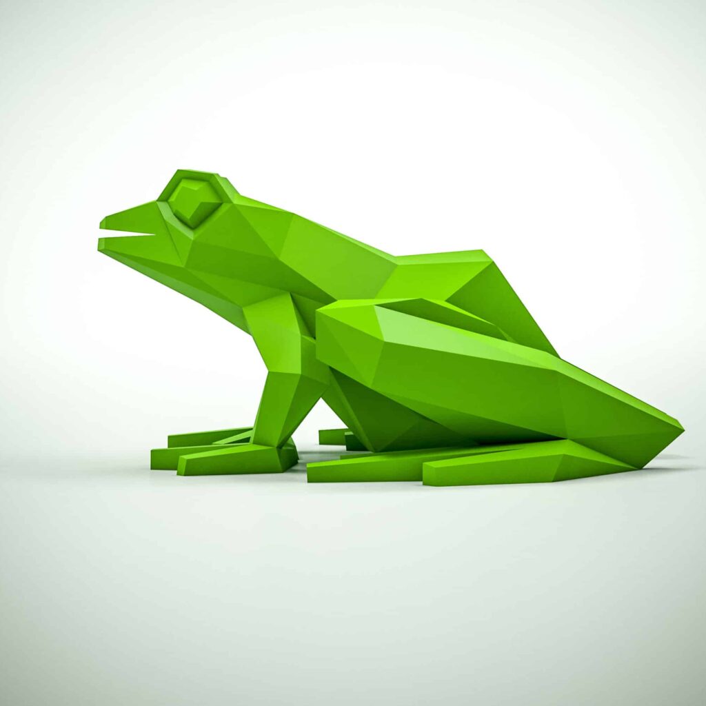 Papercraft frog in 3D origami