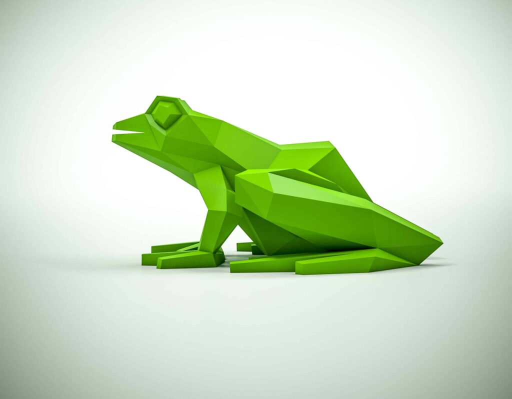 Papercraft de rana en origami 3D
