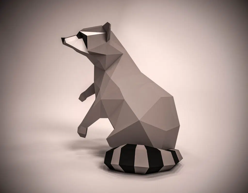 3D Origami Raccoon Papercraft
