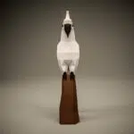 3D origami papieren papegaai wit, weergave 2