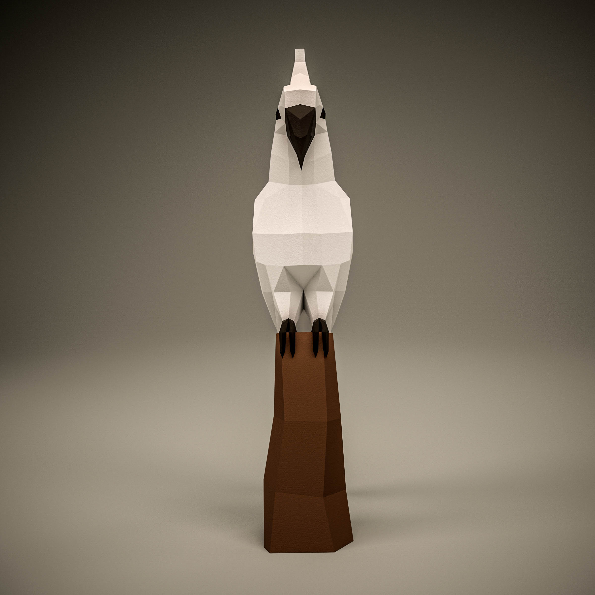 3D Origami White Parrot Papercraft