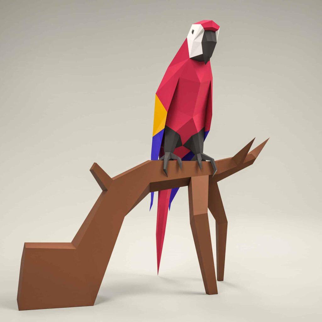 Papercraft parrot in 3D origami