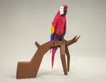Papercraft papegaai in 3D origami, weergave 2