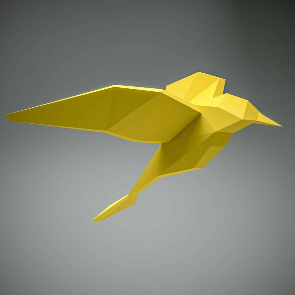 Papercraft bird in 3D origami