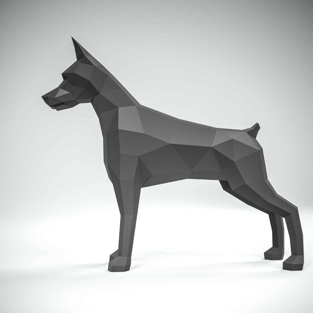 Papercraft de doberman en origami 3D