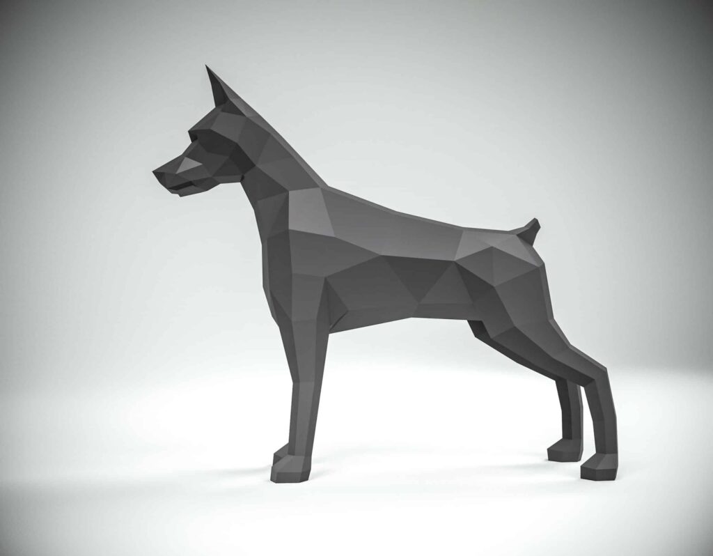 Papercraft di Doberman in origami 3D