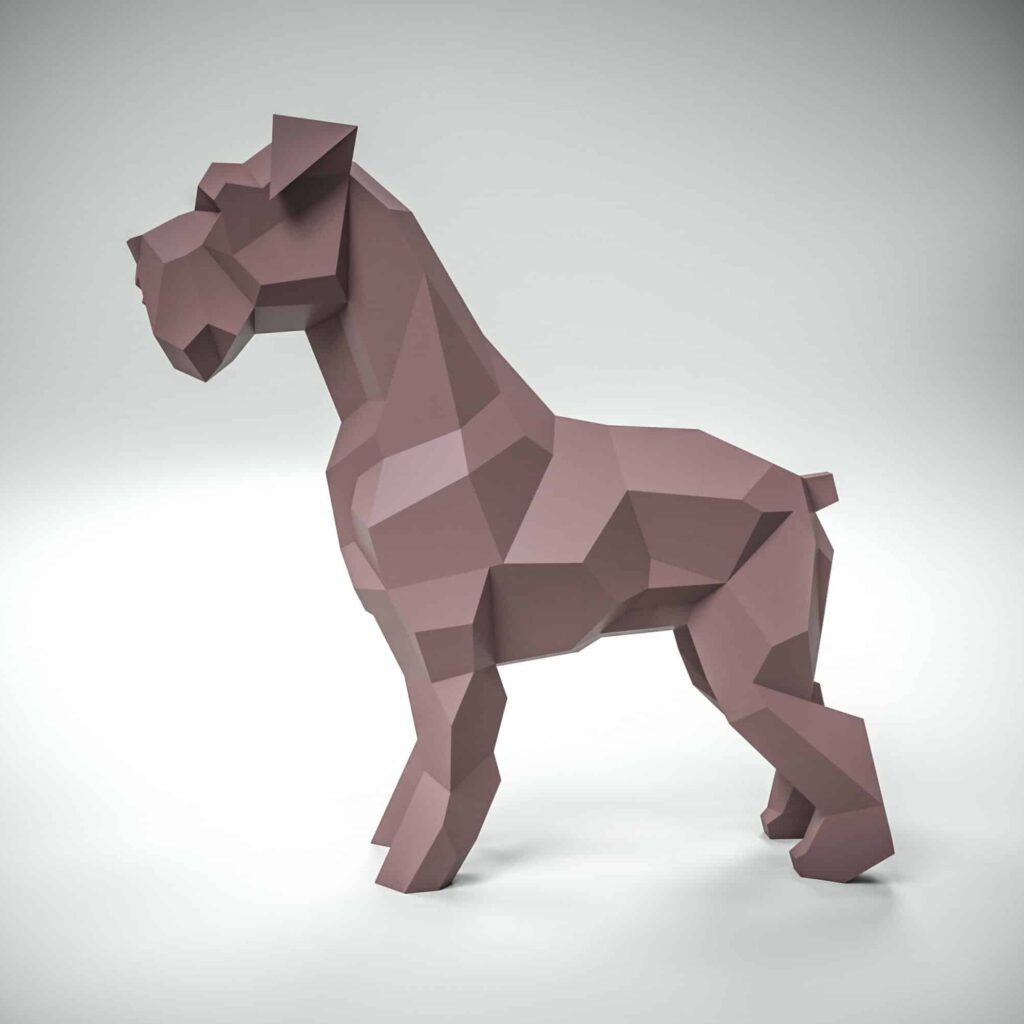 Papercraft schnauzer in 3D origami