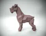 Stehendes malvenfarbenes Schnauzer Papercraft als 3D-Origami