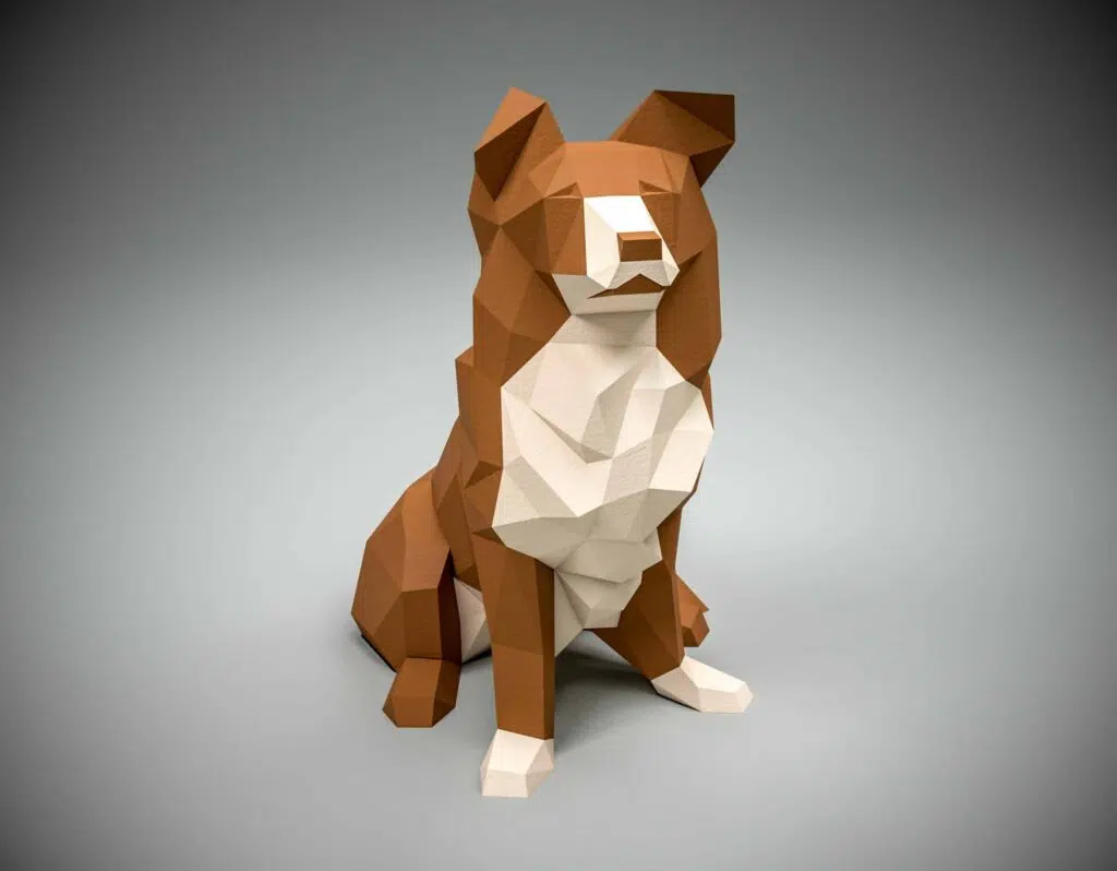 Border Collie Papercraft als 3D-Origami
