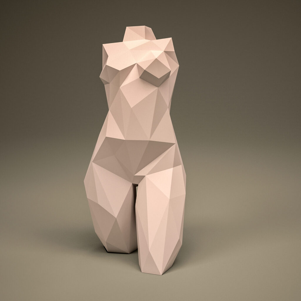 Papercraft female bust in 3D origami