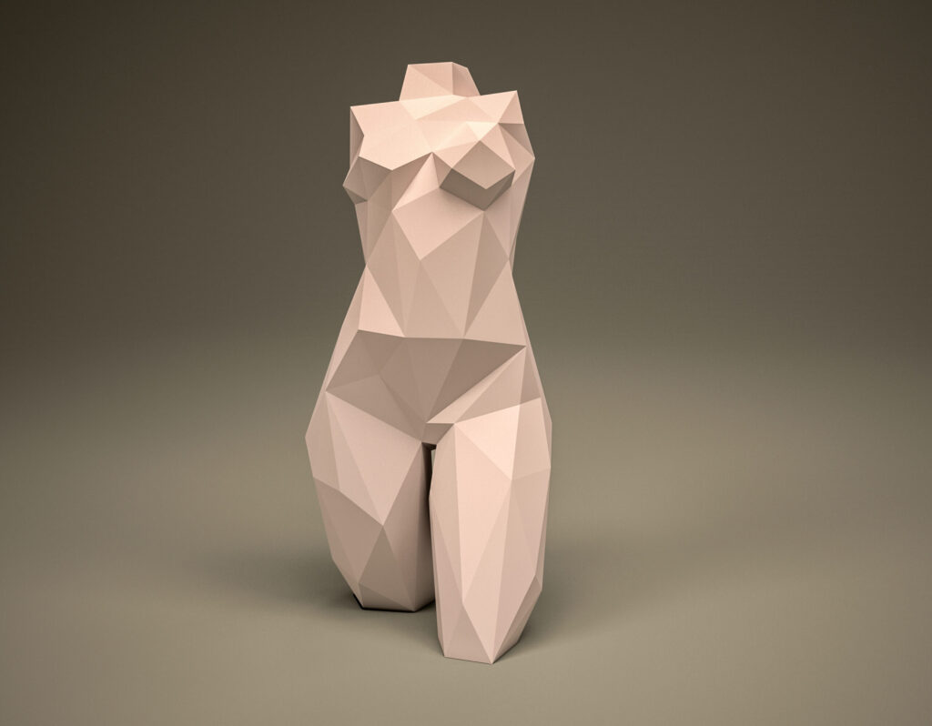 Papercraft di busto femminile in origami 3D