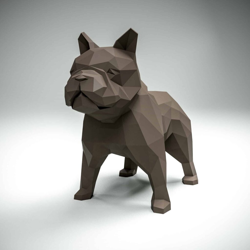 Papercraft French Bulldog in 3D origami
