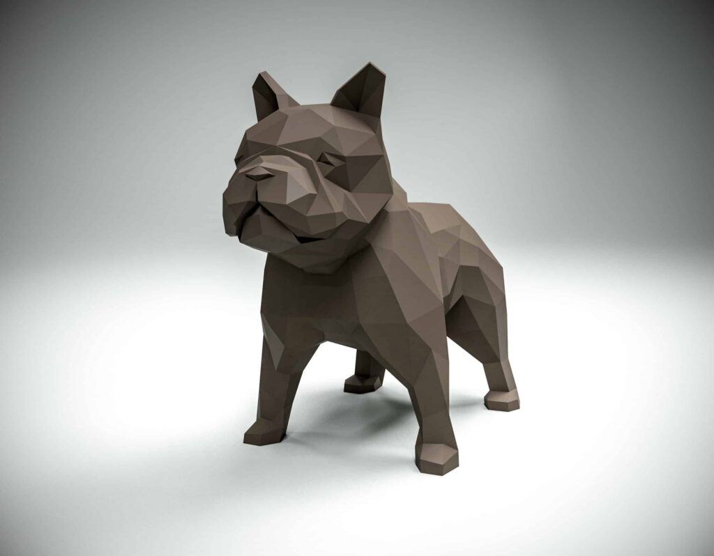Französische Bulldogge als 3D-Origami-Papercraft