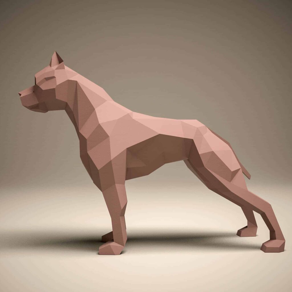 Papercraft di pitbull in origami 3D