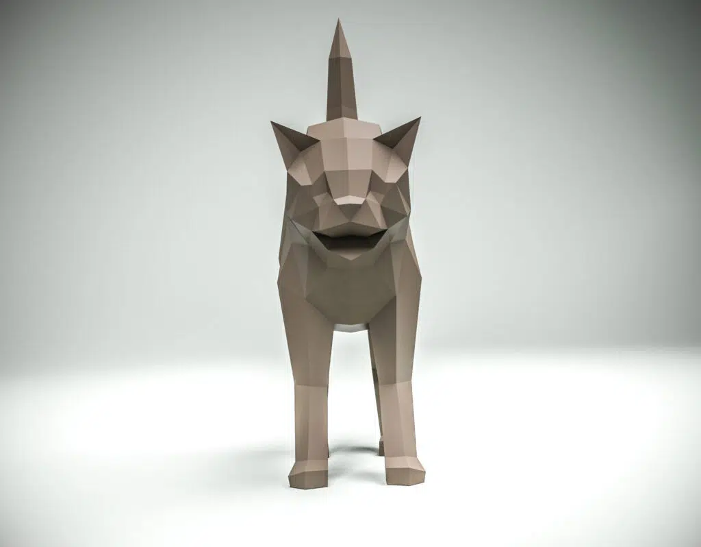 3D-papercraft van een kat met ronde rug, weergave 2