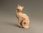 Papercraft di gatto seduto in origami 3D, dettaglio
