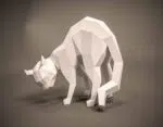 3D Origami Arched Back Cat Papercraft, 3D model