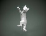 Papercraft cat on curtain origami 3D