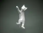 Papercraft de chat sur rideau en origami 3D, vue 2