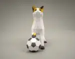 3D Origami Cat with Ball Papercraft, view 3