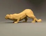 Papercraft luipaard gehurkt in 3D origami, weergave 3