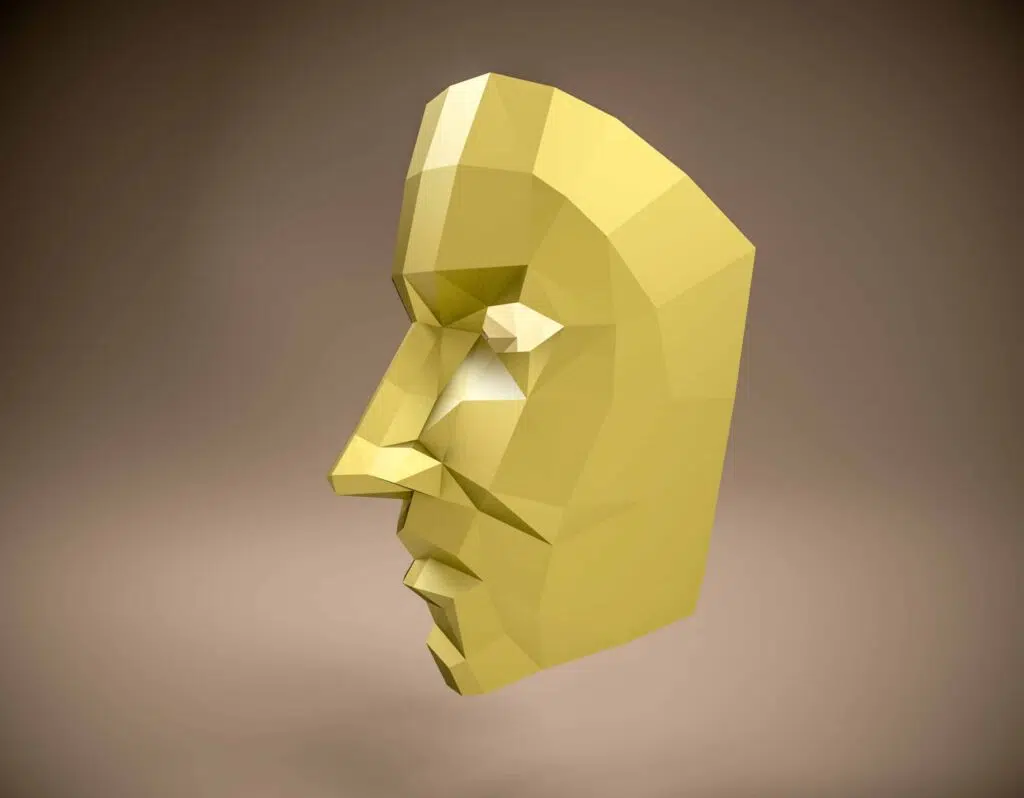 Papercraft de máscara masculina em origami 3D
