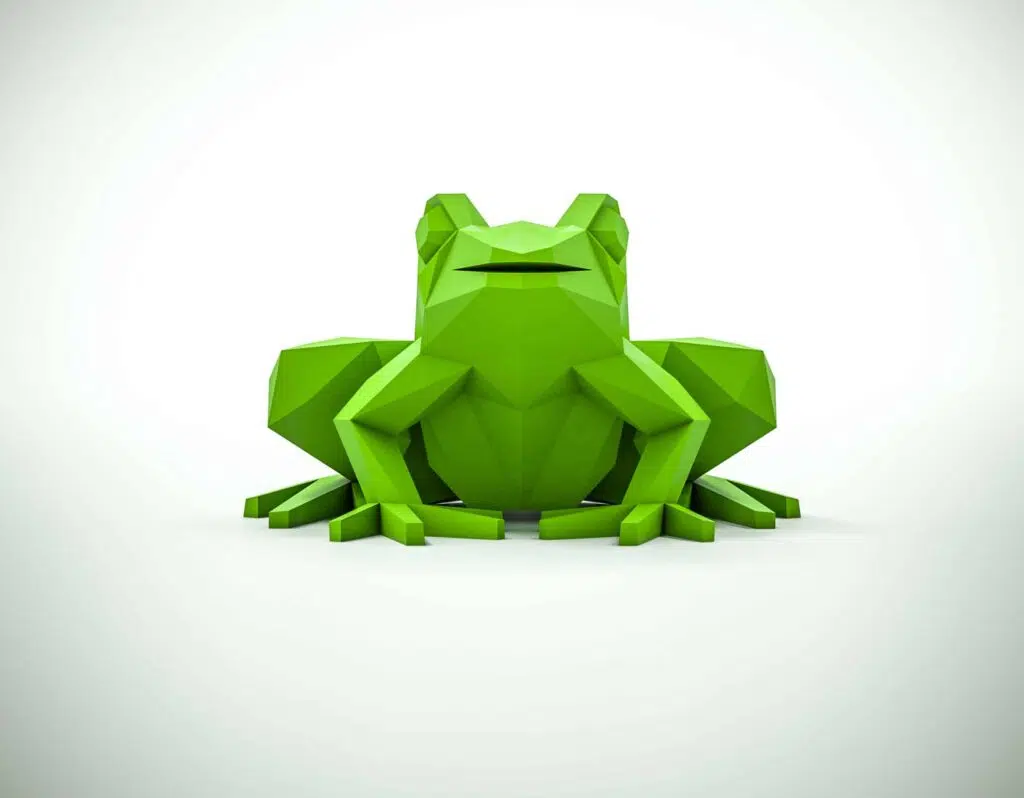 Origami 3D: Kikker papercraft, weergave 3