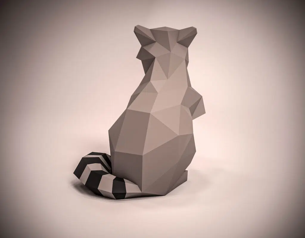 3D Origami Raccoon Papercraft