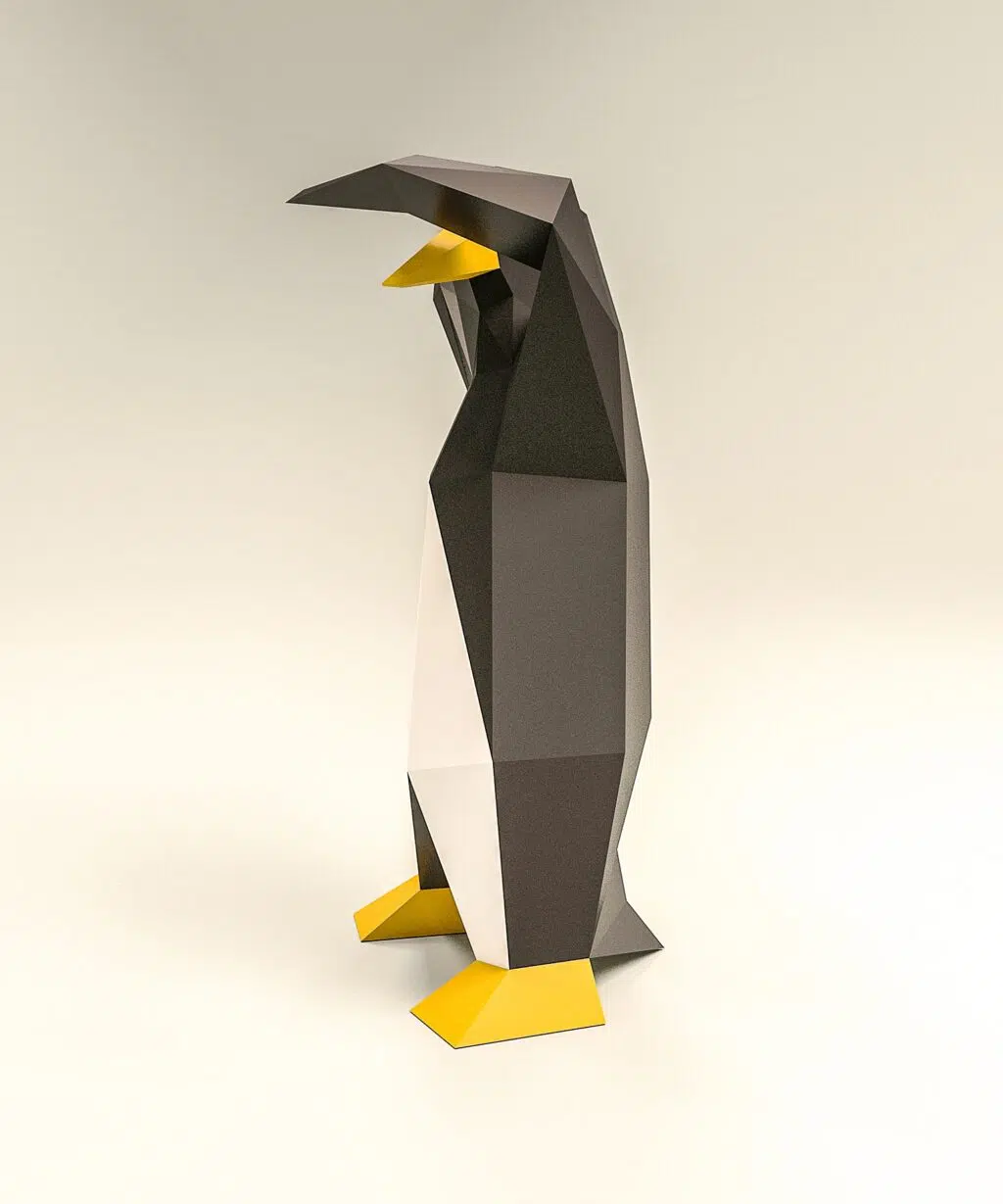 3D origami pinguïn die dabt, weergave 2