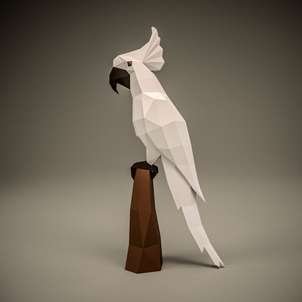 White Parrot 3D Origami Papercraft