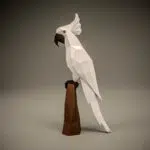 3D origami papieren papegaai wit, weergave 3