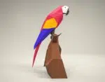 Papercraft papegaai in 3D origami, weergave 3