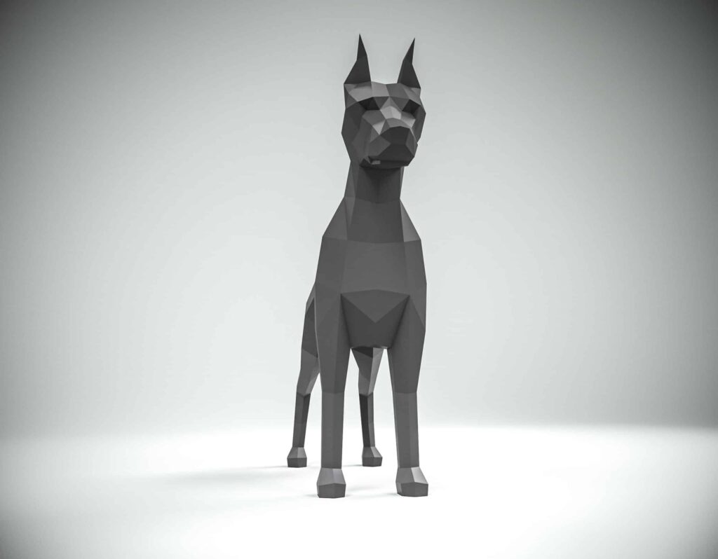 Papercraft di Doberman in origami 3D