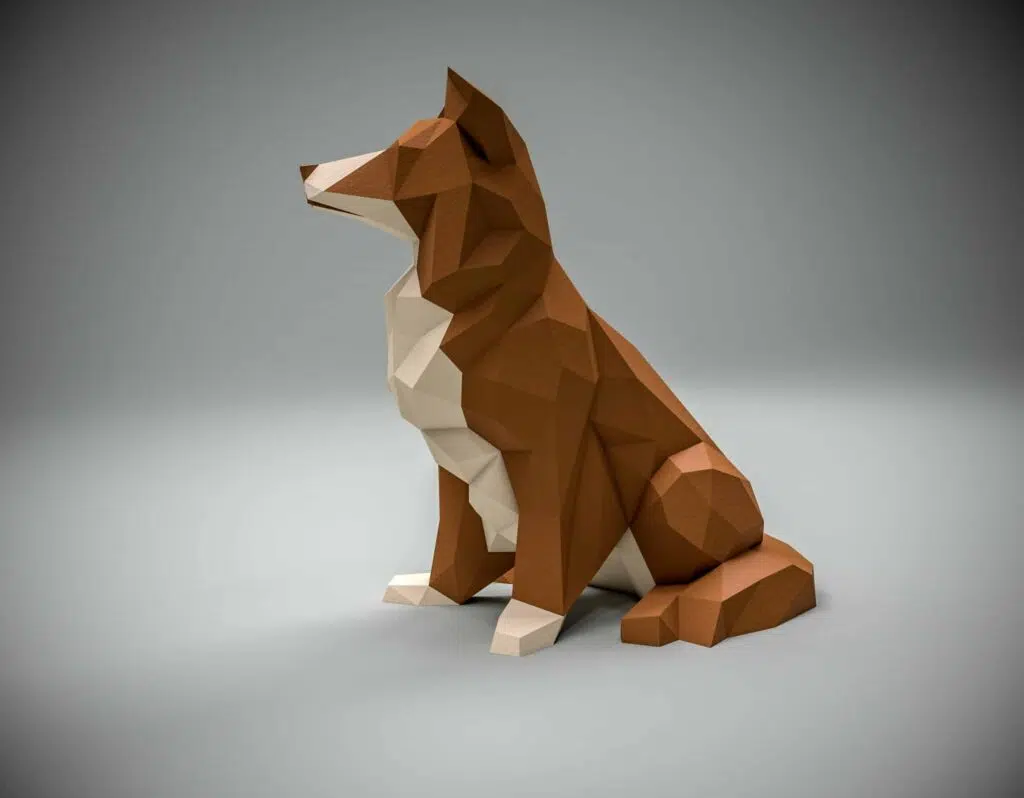 Border Collie Papercraft als 3D-Origami