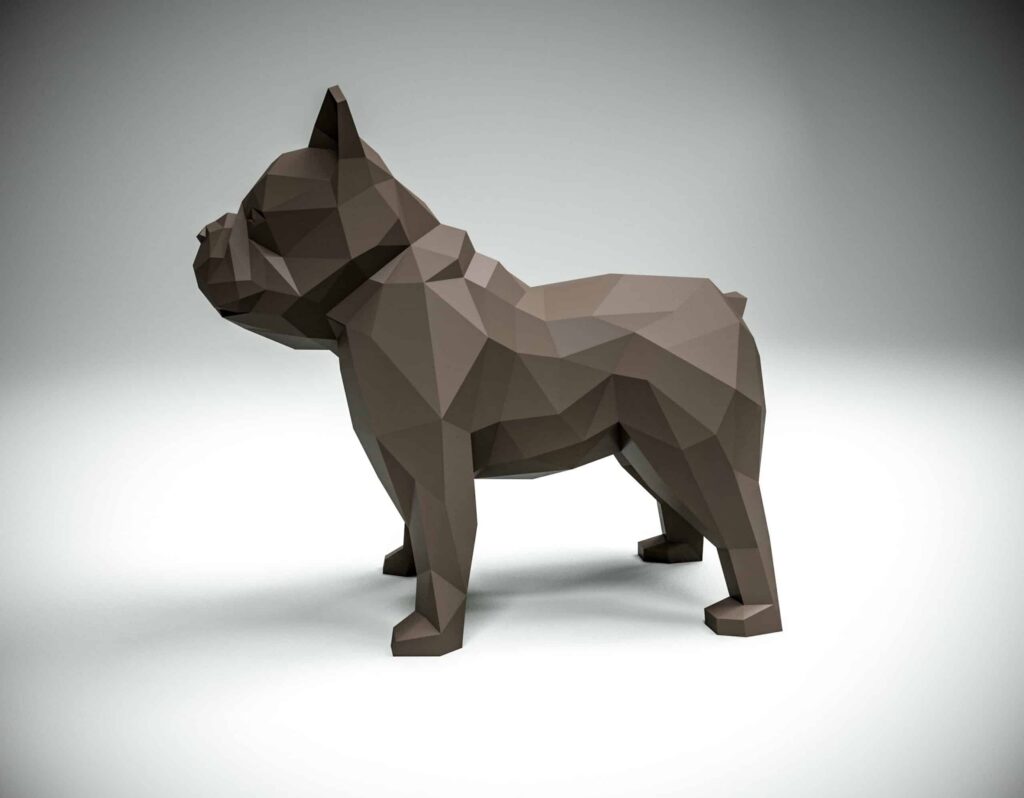 Französische Bulldogge als 3D-Origami-Papercraft