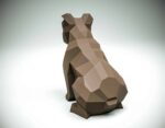 Papercraft di bulldog seduto in origami 3D