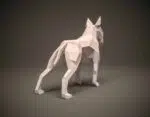 Bulldog papercraft 3D in beige, weergave 4