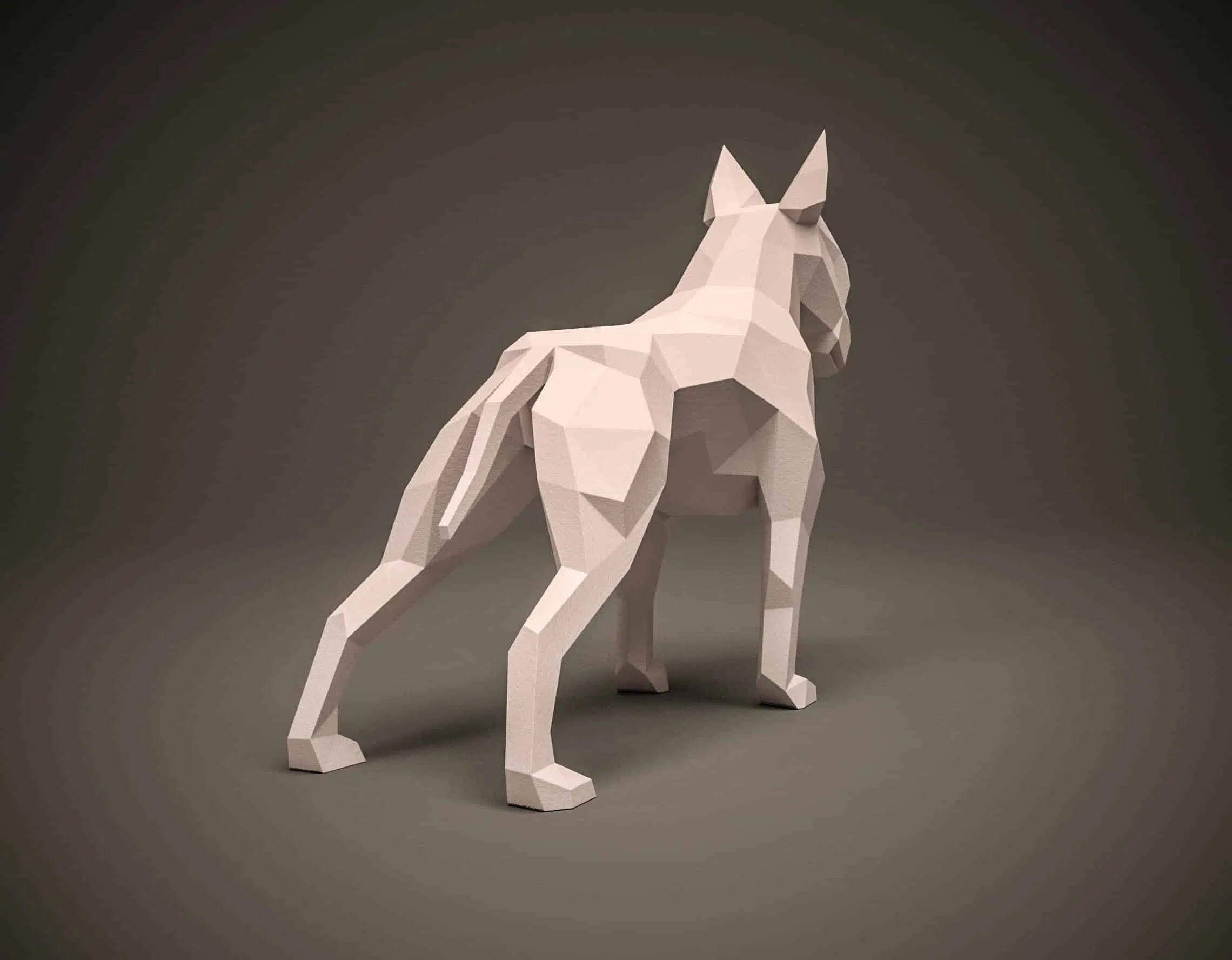 Bulldog papercraft 3D in beige, weergave 4
