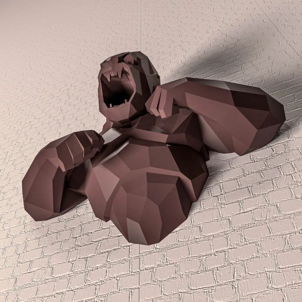 Papercraft torse de Kong en origami 3D, vue 3