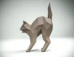 3D-papercraft van een kat met ronde rug, weergave 3