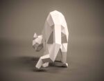 3D origami round back cat papercraft