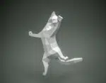 Papercraft de chat sur rideau en origami 3D, vue 3