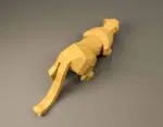 Papercraft luipaard gehurkt in 3D origami, weergave 4