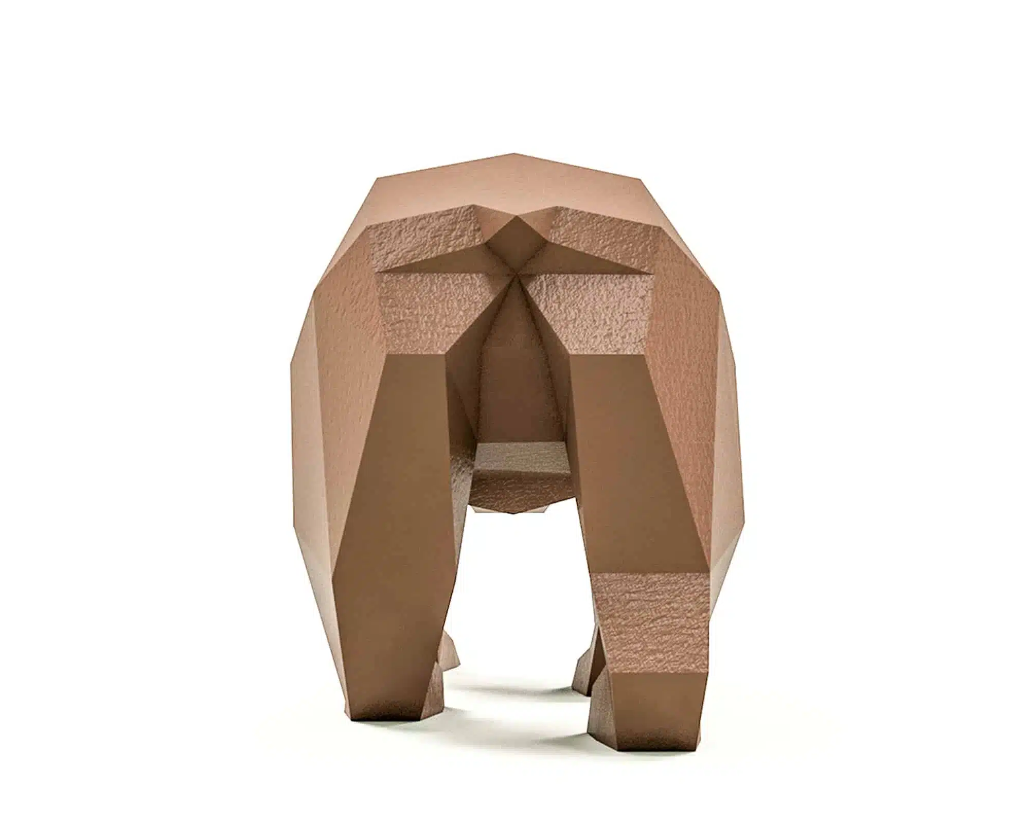 Papercraft bruine beer in 3D-origami, weergave 4