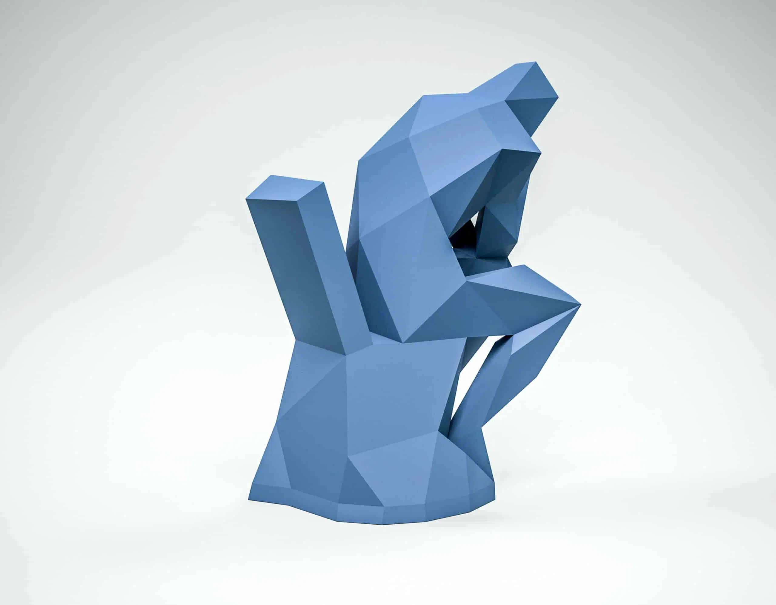 Papercraft do Pensador em origami, vista lateral