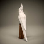 3D Origami Weißer Papagei Papierbasteln