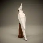 3D origami papieren papegaai wit, weergave 4