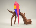 Papercraft parrot in 3D origami