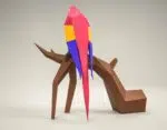 Papercraft papegaai in 3D origami, weergave 4